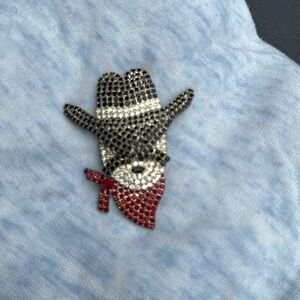 Rhinestone Cowboy 🤠 pin: Red, White, Black with Silver Backing